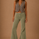Rolla’s Eastcoast Flare Cord Jeans – Olive Green | Size 32 / AU 14