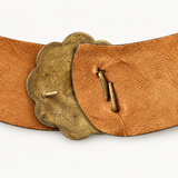 Solid Brass Buckle Tooled Leather Belt – Size S