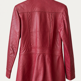Vintage Red Leather Coat Tagged  14 fit more like 10