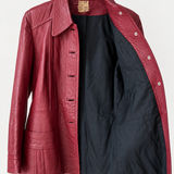 Vintage Red Leather Coat Tagged  14 fit more like 10