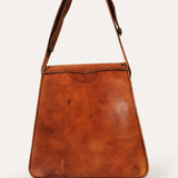 Vintage Brown Tooled Leather Saddle Bag