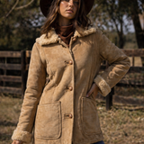 Vintage 70s/80s Genuine Sheepskin Shearling Coat – Tan & Cream