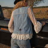 GENUINE VINTAGE 70s  denim vest with button-up 10/12