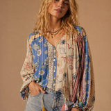 Coco Ribbon Silk-Cotton Boho Blouse (BNWT) XS
