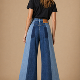 Up-Cycled Levi’s Two-Tone Panel Wide Leg Jeans size 8