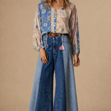 Up-Cycled Levi’s Two-Tone Panel Wide Leg Jeans size 8