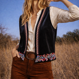 Vintage Embroidered Velvet Vest (Fits AU 8–10)