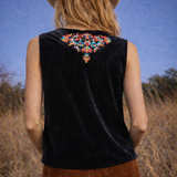 Vintage Embroidered Velvet Vest (Fits AU 8–10)
