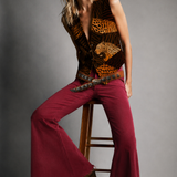 House of Skye Burgundy Corduroy Bell Flares — Size L