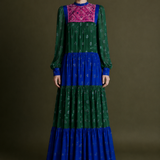 Vintage Afghan-Inspired Embroidered Maxi Dress S/M