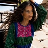 Vintage Afghan-Inspired Embroidered Maxi Dress S/M
