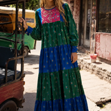 Vintage Afghan-Inspired Embroidered Maxi Dress S/M