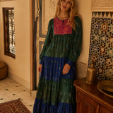 Vintage Afghan-Inspired Embroidered Maxi Dress S/M
