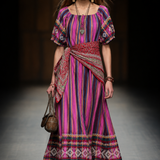 Vintage Guatemalan Handloomed Embroidered Maxi Dress M