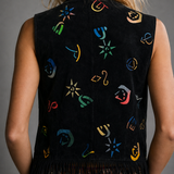 70s vintage Char santa fa Hand-Painted Fringe Suede Vest – Size M