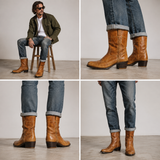 Vintage Fayva Tan Leather Western Boots mens/Unisex mens size 12D