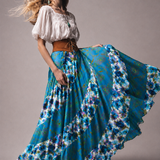 VINTAGE 1970S HANDMADE COTTON PRINT SPLICED CIRCLE MAXI SKIRT XS