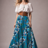 VINTAGE 1970S HANDMADE COTTON PRINT SPLICED CIRCLE MAXI SKIRT XS