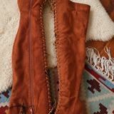 Rust Velvet-Feel Lace-Up Over-the-Knee Boots 7/8