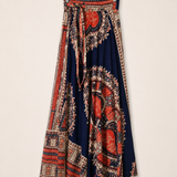 Vintage Batik Print Cotton Wrap Maxi Skirt
