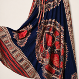 Vintage Batik Print Cotton Wrap Maxi Skirt