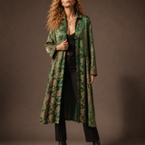Vintage Emerald Green Asian Brocade Coat robe