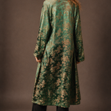 Vintage Emerald Green Asian Brocade Coat robe