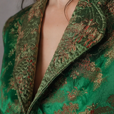 Vintage Emerald Green Asian Brocade Coat robe