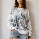 Vintage 1980s Wolf Graphic Sweatshirt – Size L/G