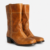 Vintage Fayva Tan Leather Western Boots mens/Unisex — Size 12D