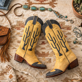 butter-soft caramel leather cowboy cactus boots 39