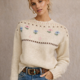 Vintage Dairy Blue Mohair Blend Floral Sweater – S/XS