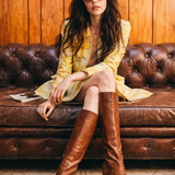 Vintage 70s Leather Knee-High Boots – Worn-In Tan | Size 6.5B