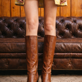 Vintage 70s Leather Knee-High Boots – Worn-In Tan | Size 6.5B
