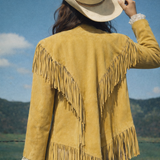 Western Fringe suede tan jacket  - Cowgirl size Medium