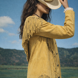 Western Fringe suede tan jacket  - Cowgirl size Medium