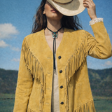 Western Fringe suede tan jacket  - Cowgirl size Medium