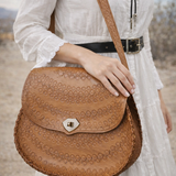 Vintage Tooled Leather Shoulder Bag