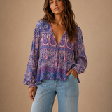 Spell & The Gypsy Boho Blossom Blouse XS in Lilac