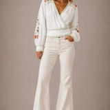 Gardenia Embroidered Wrap Top by MOSS – BNWT – Size 10