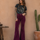 Rollas Cord Sailor Flares – Oxblood Plum 26/8