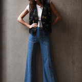 Hand-Painted Fringe Suede Vest – Size M