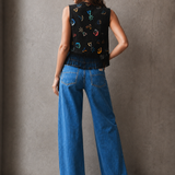 Hand-Painted Fringe Suede Vest – Size M