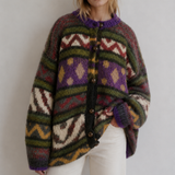 Hand Knitted 70s Wool Blend Folk Jumper M