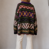 Hand Knitted 70s Wool Blend Folk Jumper M