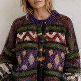 Hand Knitted 70s Wool Blend Folk Jumper M