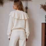 Vintage Ruffle Collar Knit Sweater M/L