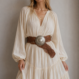 Vintage Woven Leather Statement Belt