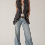 Ameise Mongolian Fur Trim Vest – Charcoal Grey
