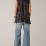 Ameise Mongolian Fur Trim Vest – Charcoal Grey